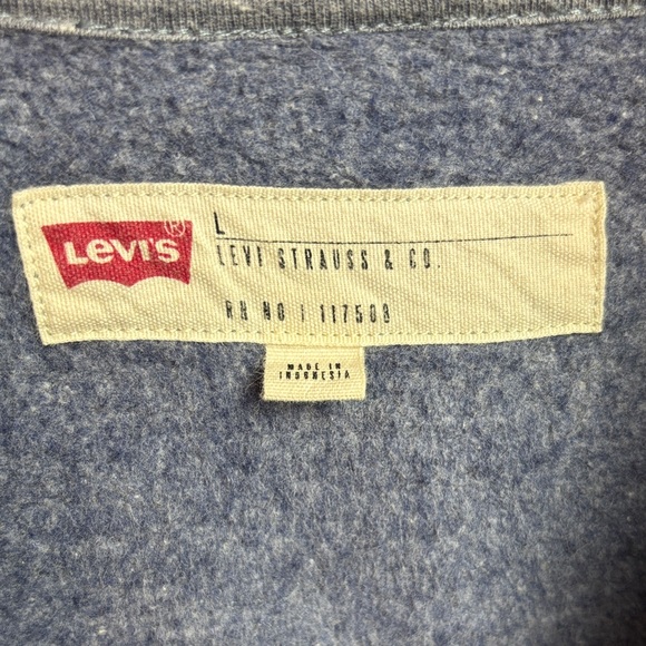 Levi's Charcoal Gray Blue Collar Men’s Cardigan Sweatshirt with Elbow Patches - Picture 2 of 6